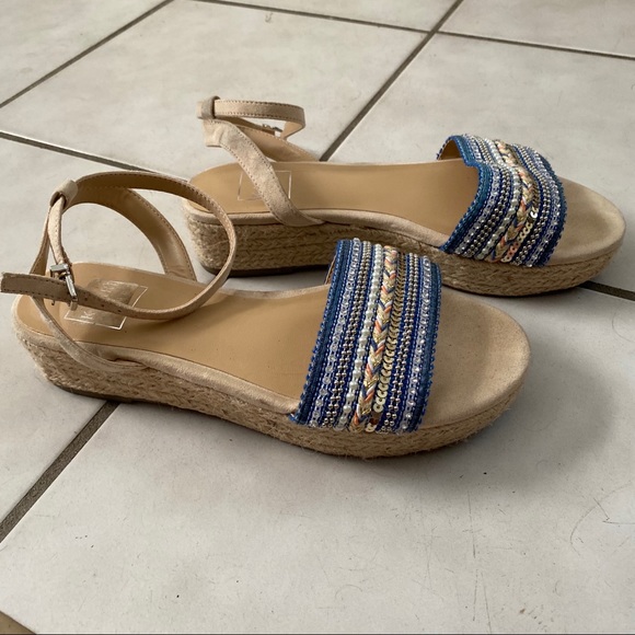 Boho beaded platform sandals with strap size 8.5 - Picture 5 of 10